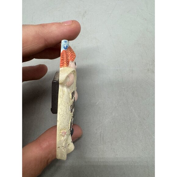 Vintage "Old Friends Are The Best" Rag Doll Fridge Magnet blue white bow READ - Picture 4 of 6